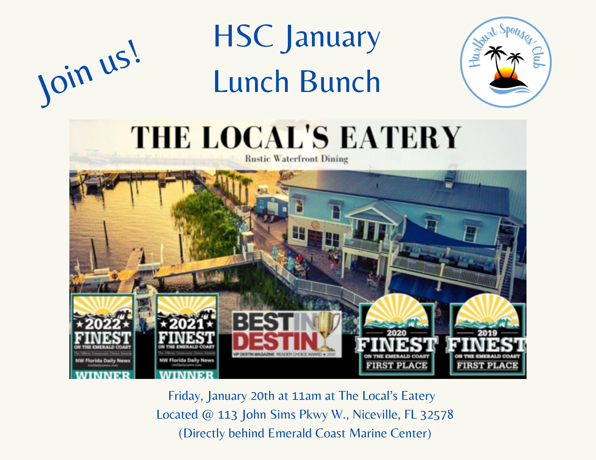 January Lunch Bunch is January 20th at The Local's Eatery!