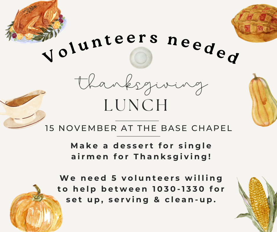Desserts and Volunteers Needed!